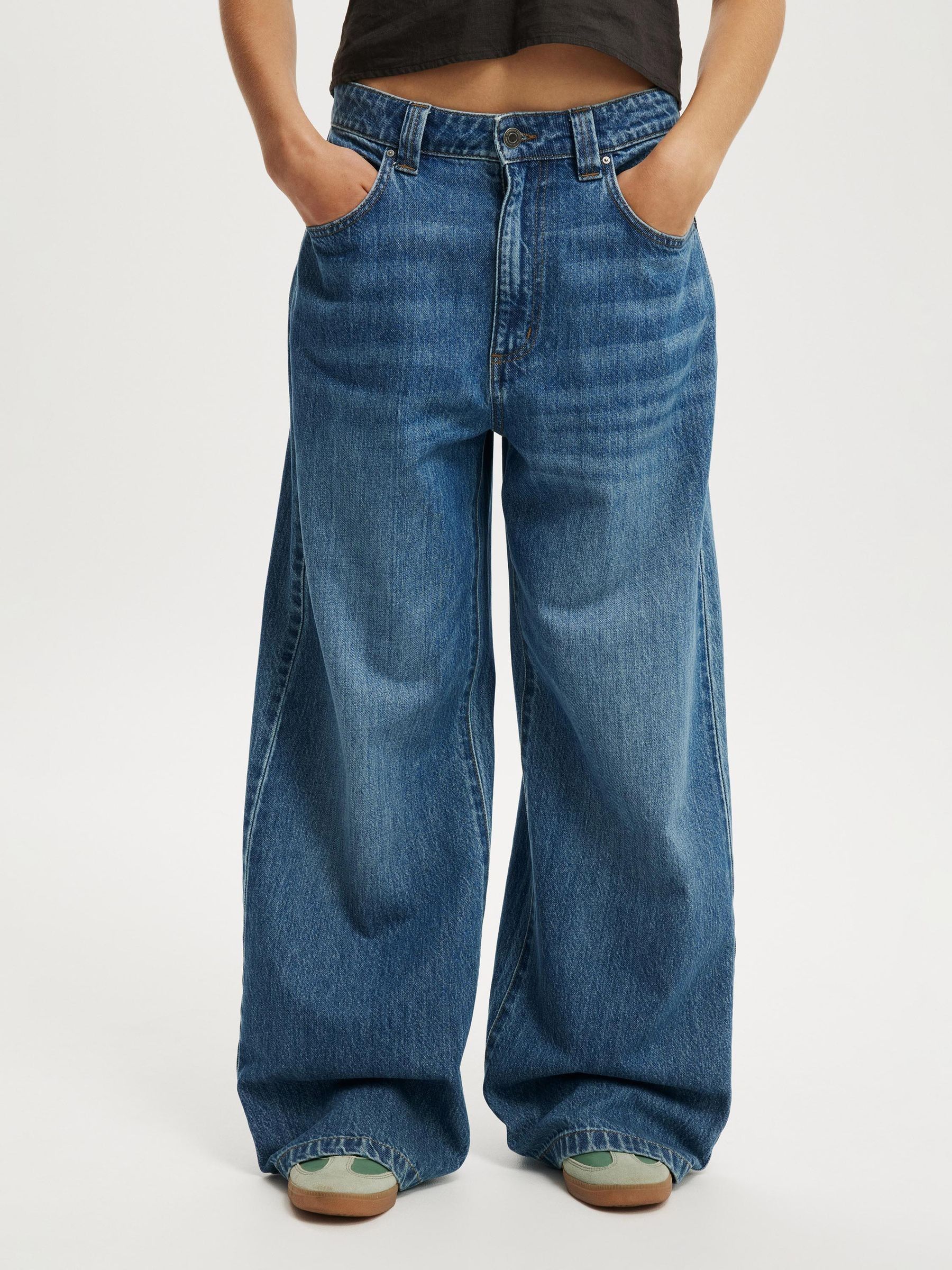 Buy Cotton On Blue Low Rise Super Baggy 100% Cotton Jeans from