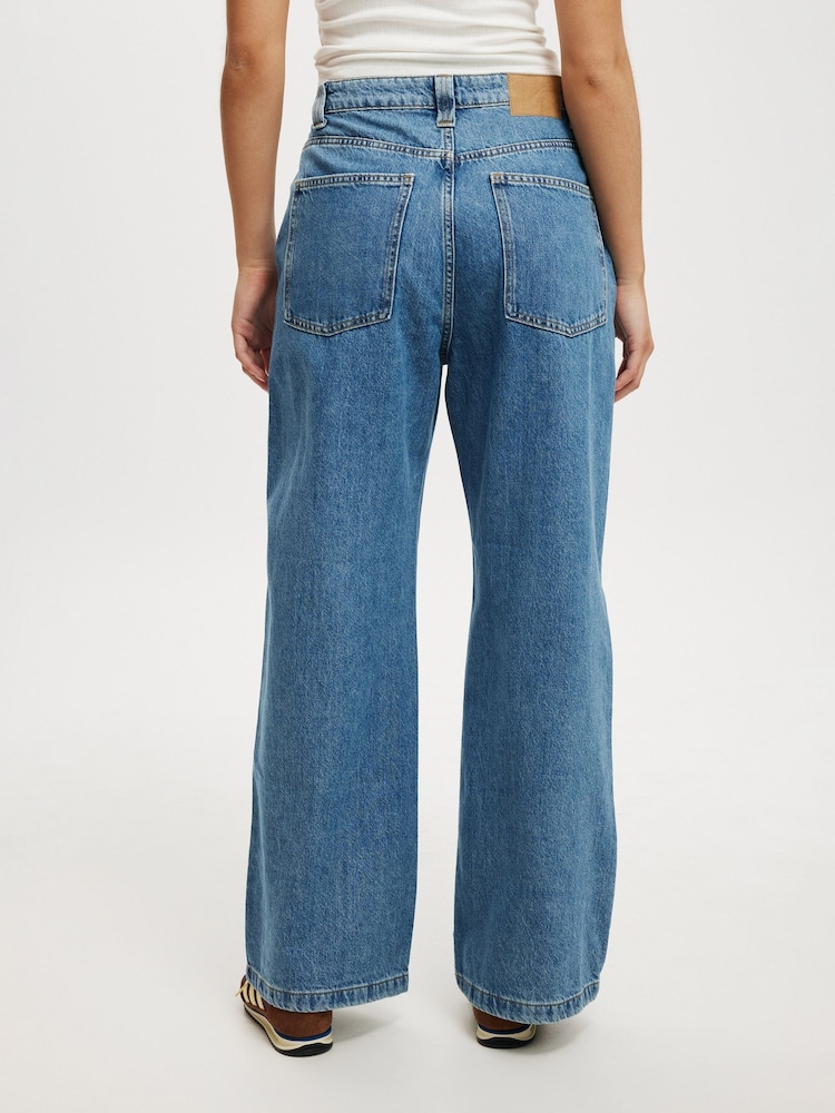 Cotton On Blue Low Rise Super Baggy 100% Cotton Jeans - Image 6 of 6
