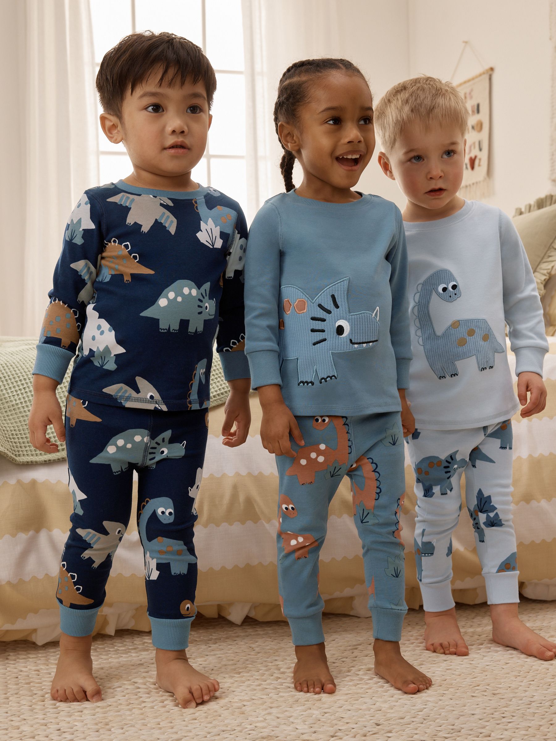 Buy Navy/Grey Dinosaur Snuggle Pyjamas 3 Pack (9mths-8yrs) from