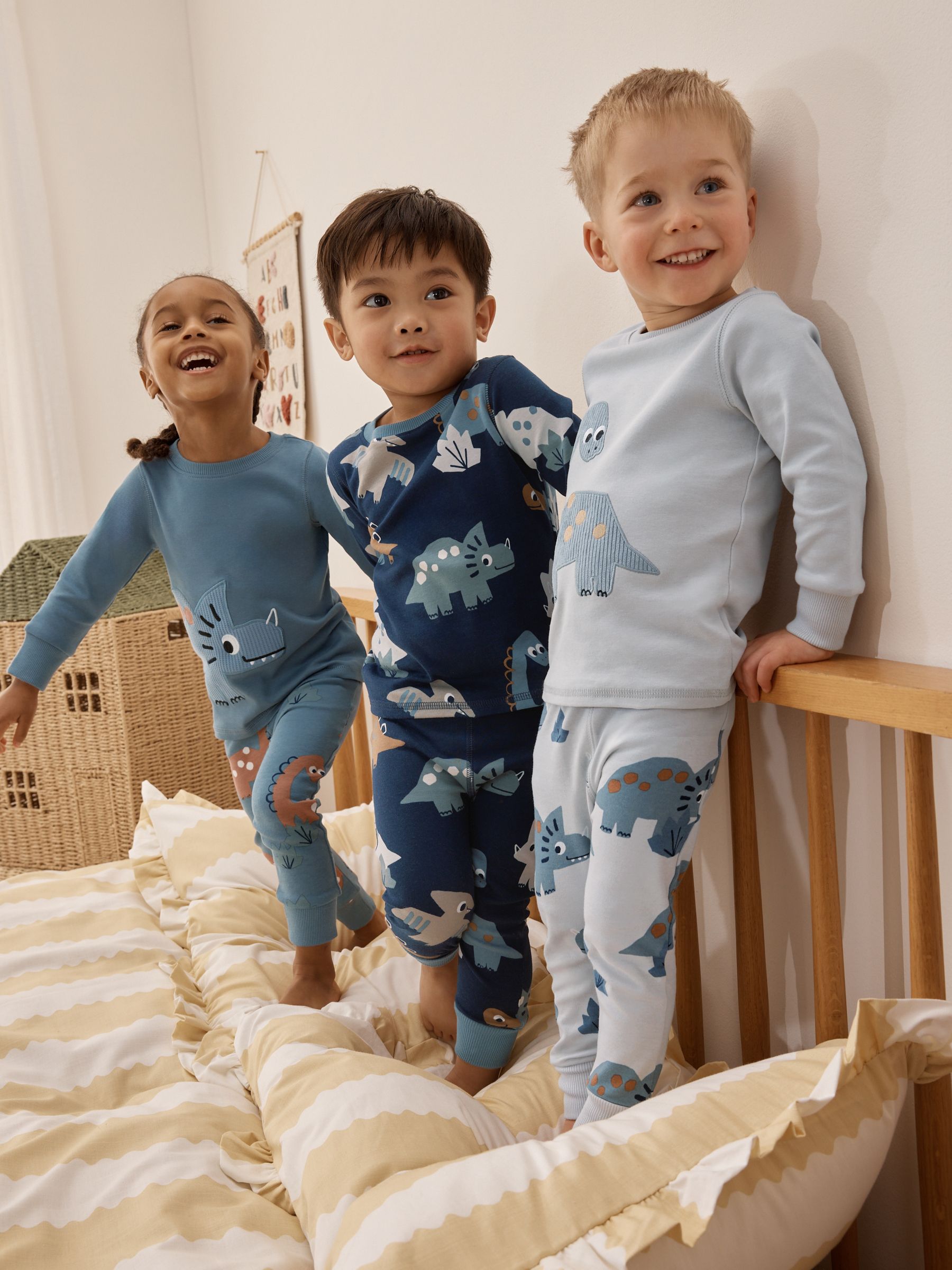 Buy Navy/Grey Dinosaur Snuggle Pyjamas 3 Pack (9mths-8yrs) from
