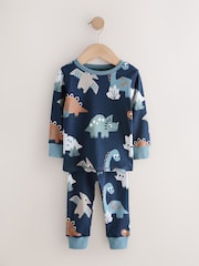 Navy/Grey Dinosaur Snuggle Pyjamas 3 Pack (9mths-8yrs) - Image 3 of 7