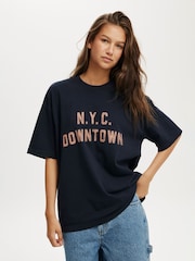Cotton On Blue The Premium Boxy Graphic 100% Cotton T-Shirt - Image 1 of 4