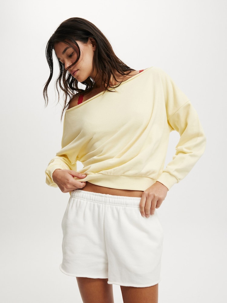 أصفر - Cotton On Classic Fleece Off The Shoulder Sweatshirt - صورة 4 من 4