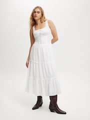Cotton On White Aria Corset Detail Maxi 100% Cotton Dress - Image 2 of 5