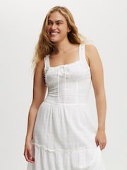 Cotton On White Aria Corset Detail Maxi 100% Cotton Dress - Image 4 of 5