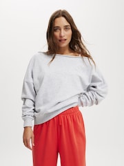 Cotton On Grey Classic Fleece Off The Shoulder Sweatshirt - Image 1 of 4