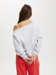 Cotton On Grey Classic Fleece Off The Shoulder Sweatshirt - Image 2 of 4