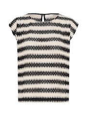 Kaffe KAmolin Crew Neck Short Sleeve 100% Cotton Black T-Shirt - Image 5 of 6