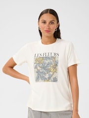 Kaffe KAjulie Short Sleeve Printed White T-Shirt - Image 1 of 6