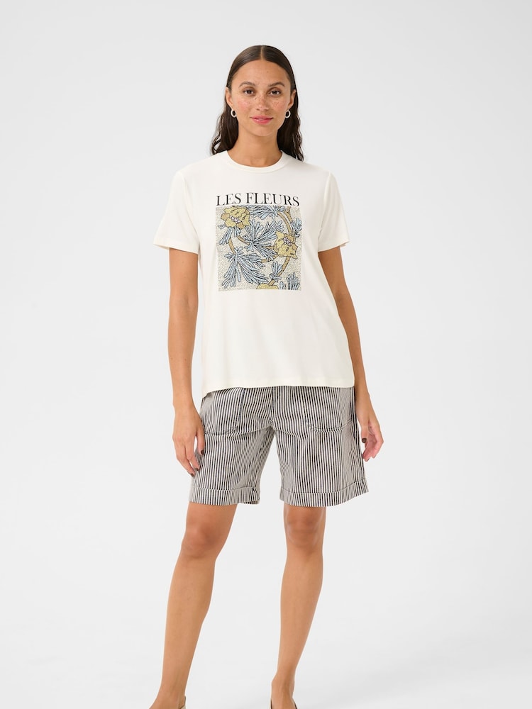 Kaffe KAjulie Short Sleeve Printed White T-Shirt - Image 2 of 6