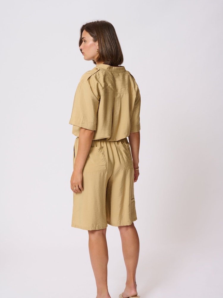Kaffe Natural KAflorence Elasticated Waist Shorts - Image 2 of 6