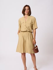 Kaffe Natural KAflorence Elasticated Waist Shorts - Image 3 of 6