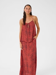Kaffe Red KAliana V-Neck Sleeveless Camisole - Image 2 of 6