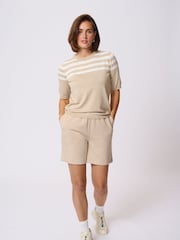 Kaffe Natural KAlizza Short Sleeve Striped Pullover Jumper - Image 3 of 5