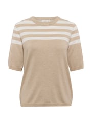 Kaffe Natural KAlizza Short Sleeve Striped Pullover Jumper - Image 4 of 5