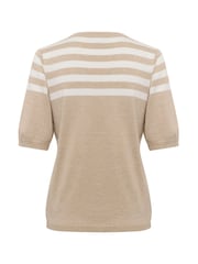 Kaffe Natural KAlizza Short Sleeve Striped Pullover Jumper - Image 5 of 5