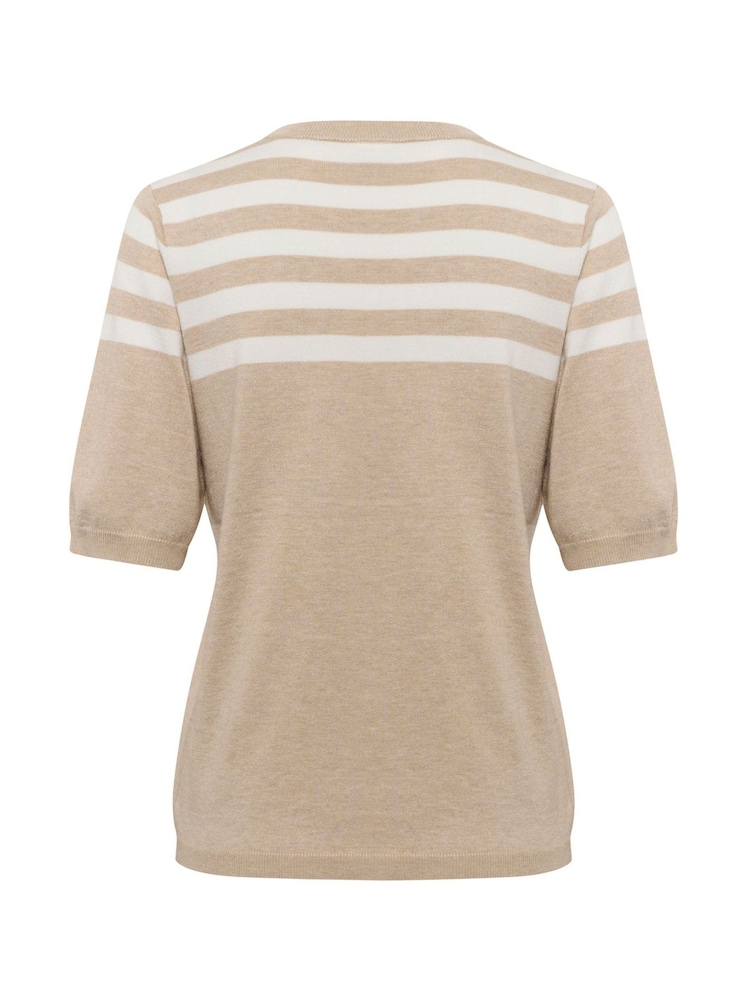 Kaffe Natural KAlizza Short Sleeve Striped Pullover Jumper - Image 5 of 5 Kaffe Natural KAlizza Short Sleeve Striped Pullover Jumper - Image 5 of 5
