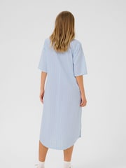 Kaffe Blue 100% Cotton KAsara Short Sleeve Kaftan Midi Dress - Image 3 of 5