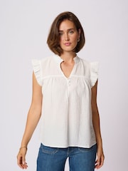 Kaffe KAliany Via V-Neck Sleeveless White Blouse - Image 1 of 6