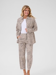 Kaffe Natural KAlisa Long Sleeve Animal Print Jacket - Image 2 of 5