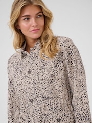 Kaffe Natural KAlisa Long Sleeve Animal Print Jacket - Image 3 of 5