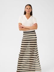 Kaffe 100% Cotton KAmolin Lace Striped Maxi Black Skirt - Image 1 of 5