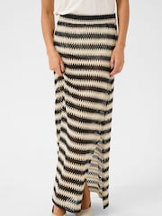 Kaffe 100% Cotton KAmolin Lace Striped Maxi Black Skirt - Image 2 of 5