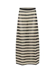 Kaffe 100% Cotton KAmolin Lace Striped Maxi Black Skirt - Image 4 of 5