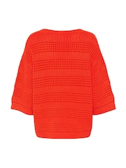 Kaffe Red KAteresa V-Neck 3/4 Sleeve Knit Pullover Jumper - Image 5 of 5