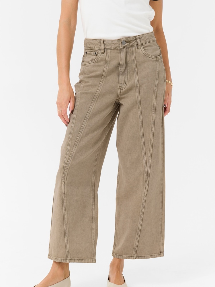 Kaffe Natural KArania High Waisted Straight Leg 100% Cotton Jeans - Image 1 of 5