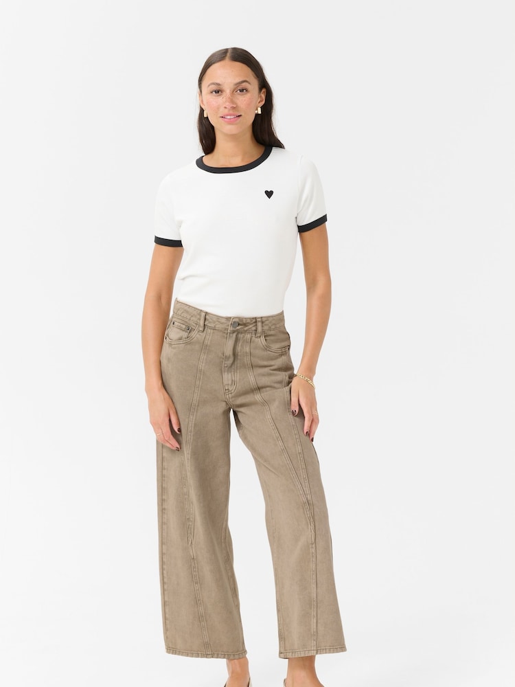 Kaffe Natural KArania High Waisted Straight Leg 100% Cotton Jeans - Image 2 of 5
