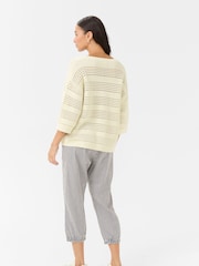 Kaffe Cream KAteresa V-Neck 3/4 Sleeve Pullover Jumper - Image 3 of 6