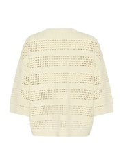 Kaffe Cream KAteresa V-Neck 3/4 Sleeve Pullover Jumper - Image 6 of 6