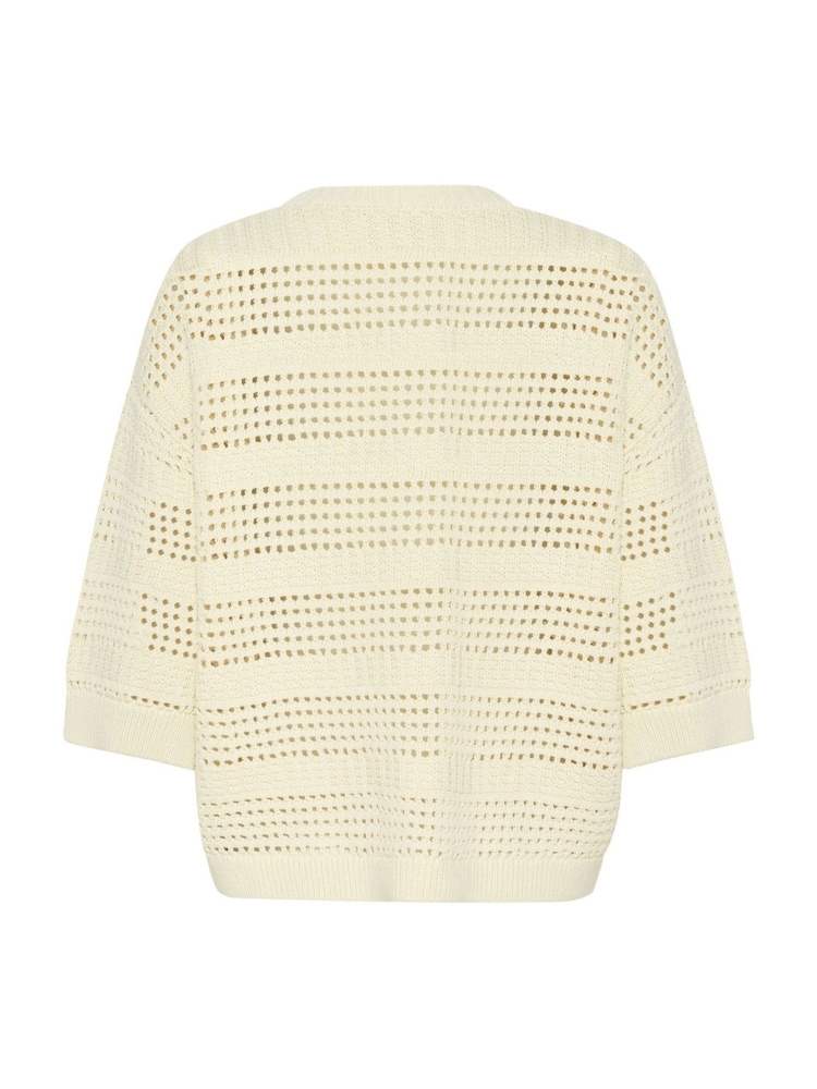 Kaffe Cream KAteresa V-Neck 3/4 Sleeve Pullover Jumper - Image 6 of 6