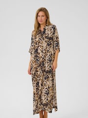 Kaffe Natural KAthora Amber Shirt Maxi Dress - Image 1 of 5