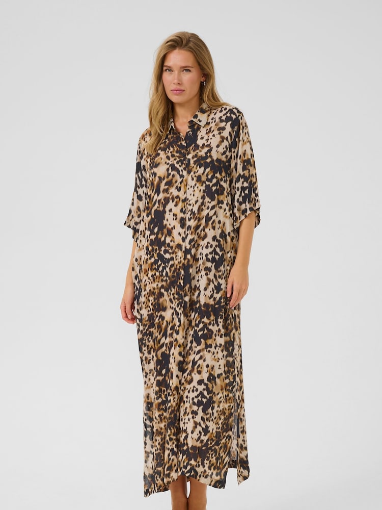 Kaffe Natural KAthora Amber Shirt Maxi Dress - Image 1 of 5