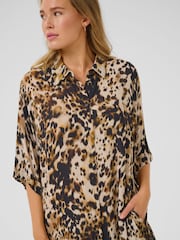 Kaffe Natural KAthora Amber Shirt Maxi Dress - Image 3 of 5