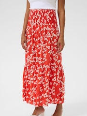 Kaffe Red KAmaxi Smock Maxi Skirt - Image 1 of 6