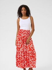 Kaffe Red KAmaxi Smock Maxi Skirt - Image 2 of 6