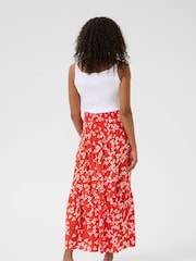 Kaffe Red KAmaxi Smock Maxi Skirt - Image 3 of 6