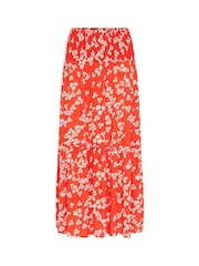 Kaffe Red KAmaxi Smock Maxi Skirt - Image 5 of 6
