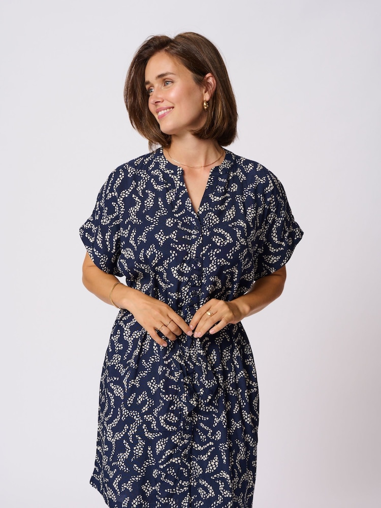 Kaffe Blue KAbarton Short Sleeve Shirt Dress - Image 1 of 6