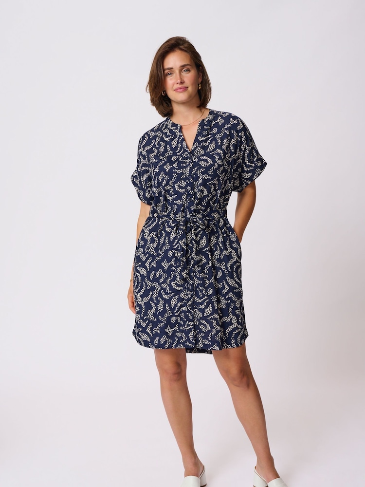 Kaffe Blue KAbarton Short Sleeve Shirt Dress - Image 2 of 6