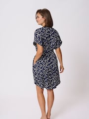 Kaffe Blue KAbarton Short Sleeve Shirt Dress - Image 3 of 6