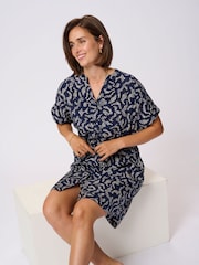 Kaffe Blue KAbarton Short Sleeve Shirt Dress - Image 4 of 6