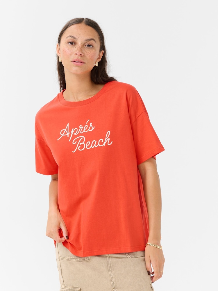 Kaffe Red KAvigga Short Sleeve Cotton T-Shirt - Image 1 of 6 Kaffe Red KAvigga Short Sleeve Cotton T-Shirt - Image 1 of 6