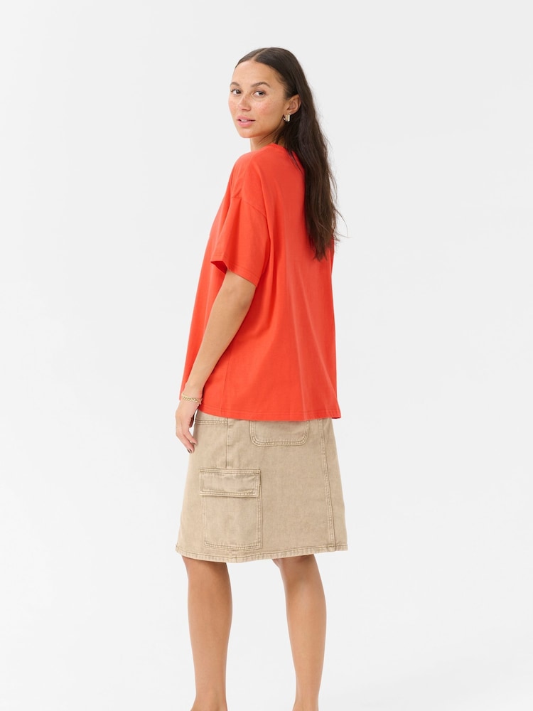 Kaffe Red KAvigga Short Sleeve Cotton T-Shirt - Image 2 of 6