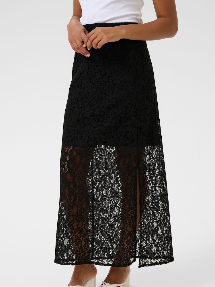 Kaffe KAlora Lace Maxi Black Skirt - Image 1 of 5