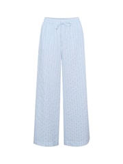 Kaffe Blue KAsara Wide Leg Striped 100% Cotton Trousers - Image 5 of 6