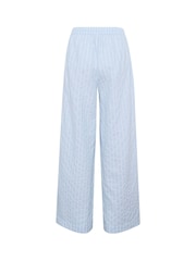 Kaffe Blue KAsara Wide Leg Striped 100% Cotton Trousers - Image 6 of 6